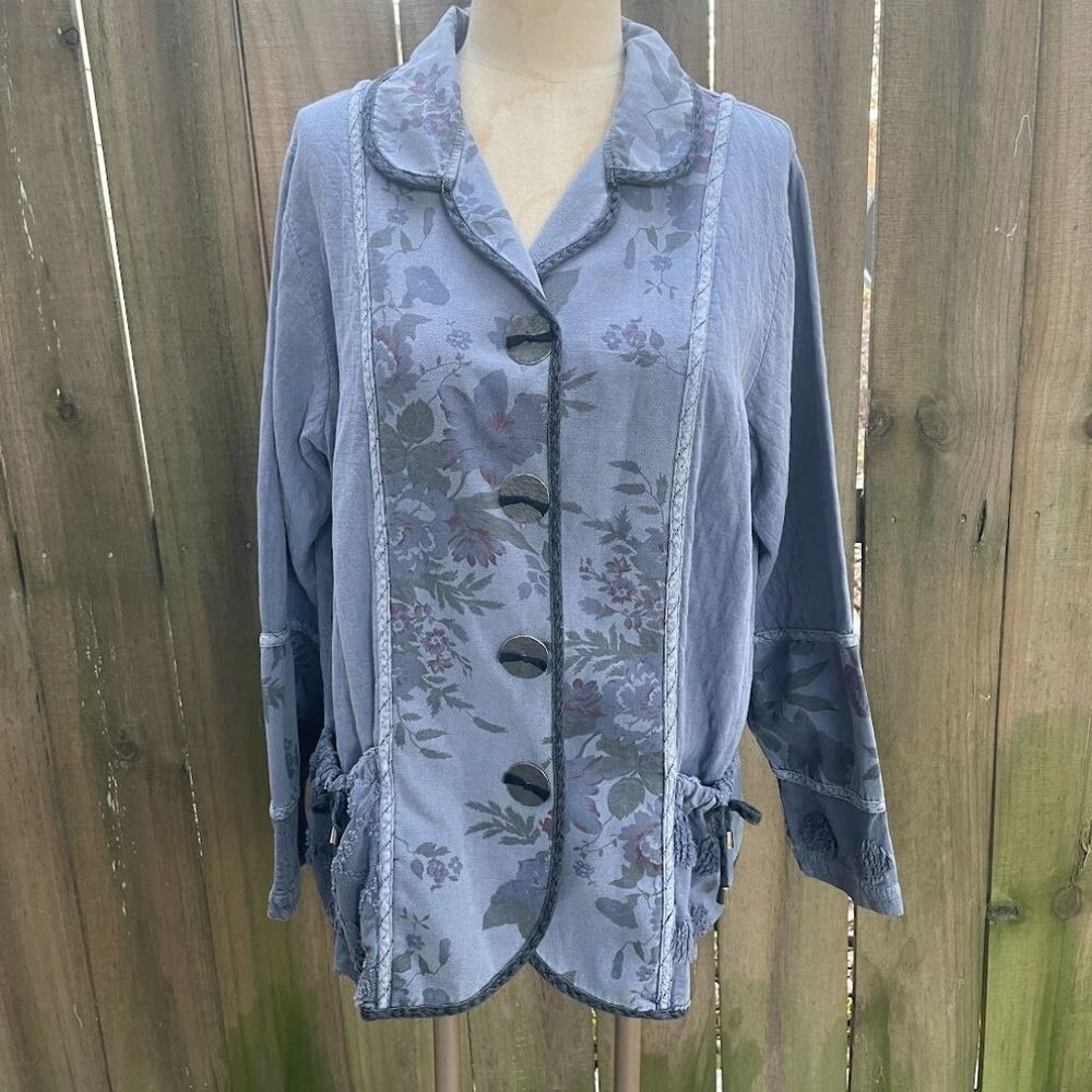 NANETTE KELLER Artsy Floral Chenille Canvas JACKET 0X